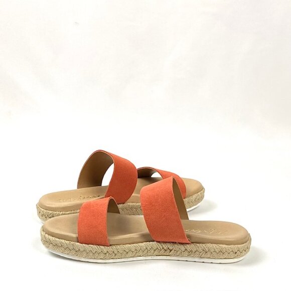 Matisse Mixer Orange Double Suede Leather Band Slide Sandal, 8 - Picture 5 of 10